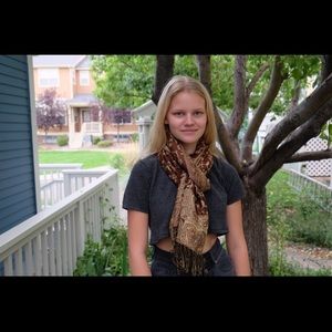 Brown patterned scarf